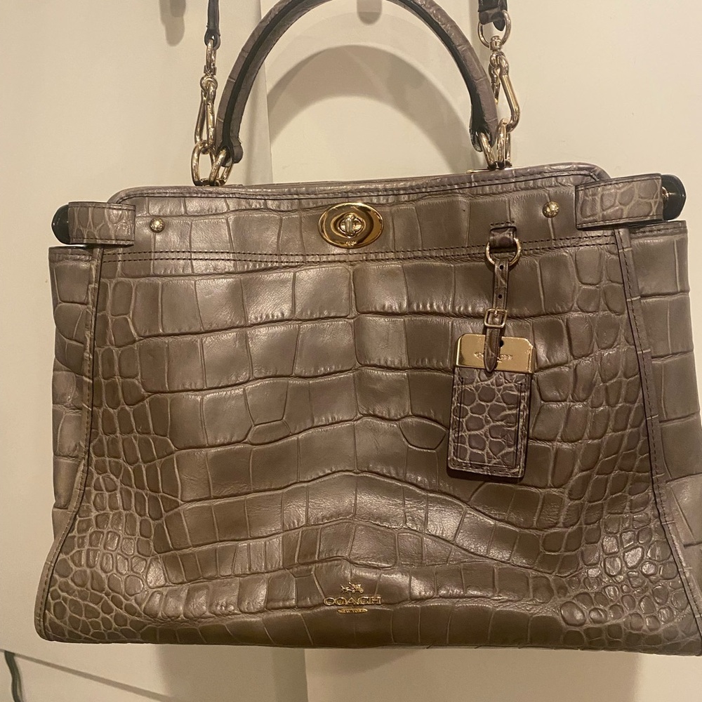 Coach Gramercy Gray Crocodile Embossed Bag
